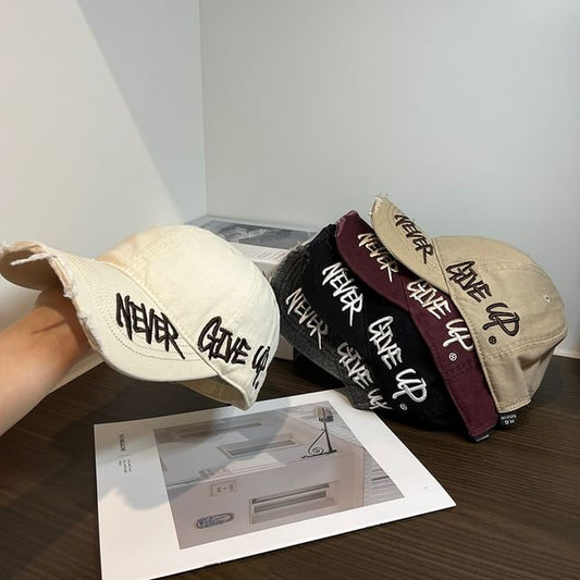 Baseball Distressed Embroidered Lettering Cap