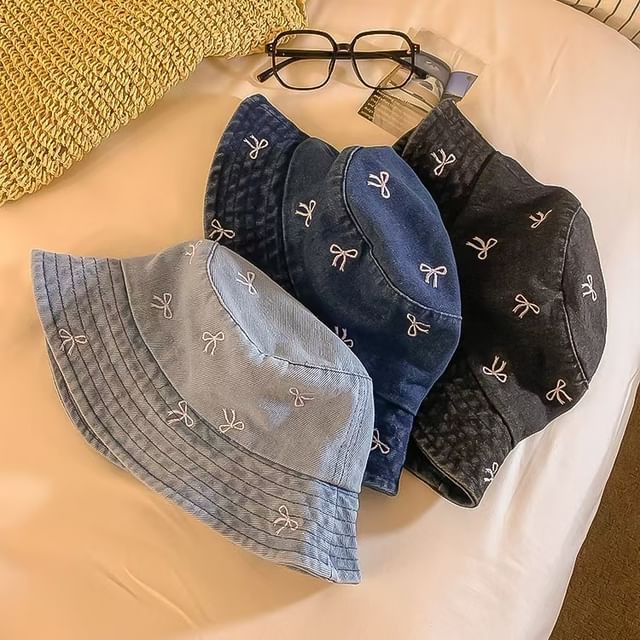 Hat Bucket Embroidered Bow