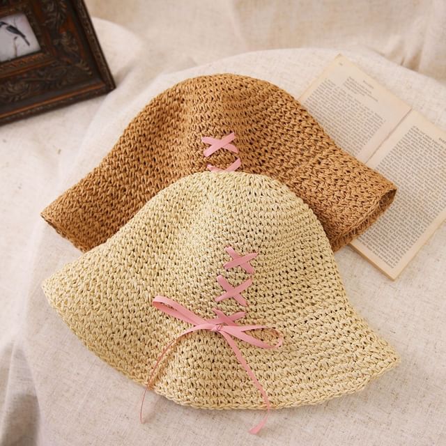 Bucket Bow Straw Hat