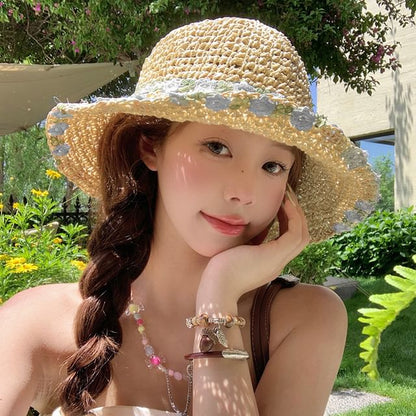 Floral Straw Hat Sun