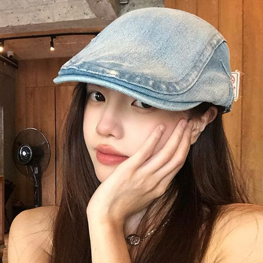 Washed Cap Denim Newsboy