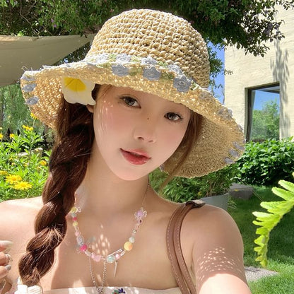 Floral Straw Hat Sun