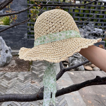 Sun Ribbon Hat Floral Straw