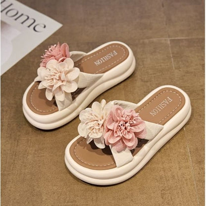 Slide Floral Platform Sandals