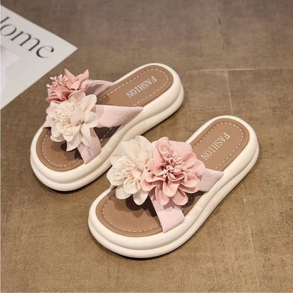 Slide Floral Platform Sandals