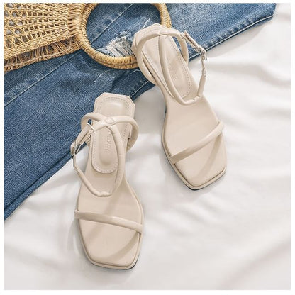 Ankle Sandals Chunky Strap Heel