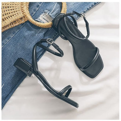Ankle Sandals Chunky Strap Heel