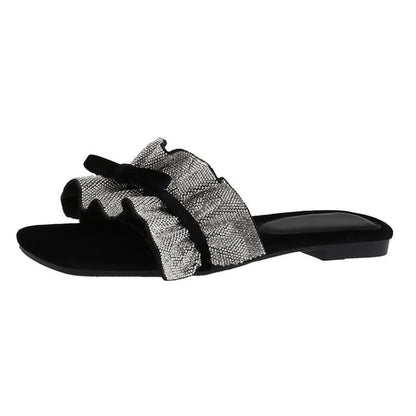 Sandals Slide Ruffle Bow