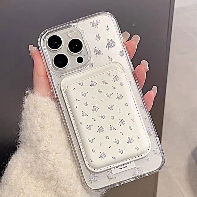 Floral Holder with Case Phone Set Magnetic / Card (Compatible MagSafe)