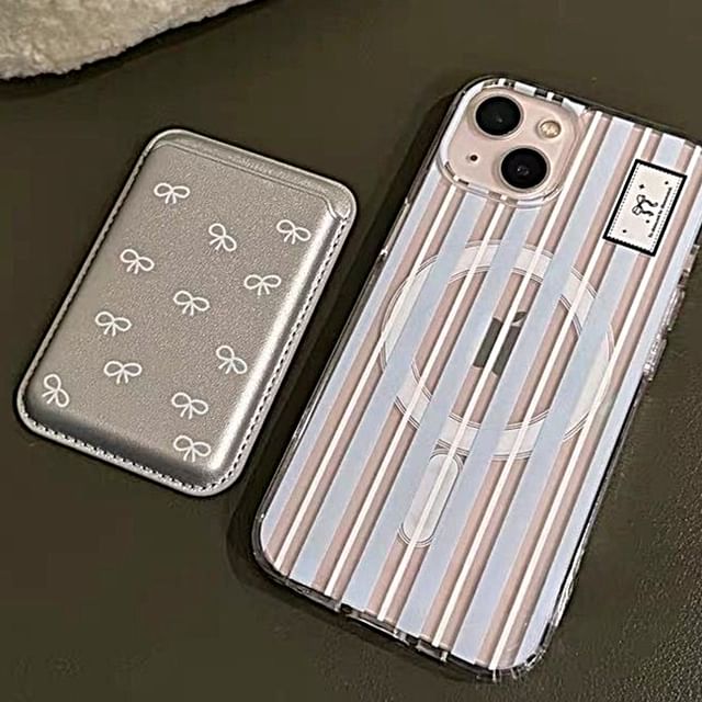 Compatible iPhone Case Set Striped / Bow Card Magsafe Print