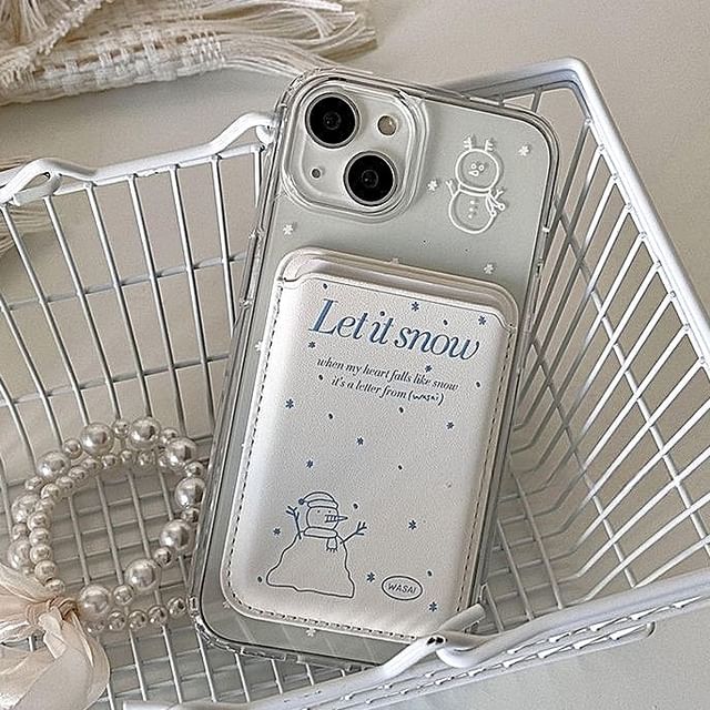 with Case / Phone (Compatible Card Snowman Magnetic MagSafe)
