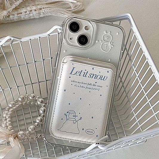 with Case / Phone (Compatible Card Snowman Magnetic MagSafe)