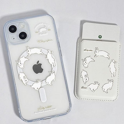 / Card Case Compatible Print iPhone Magsafe Set Rabbit