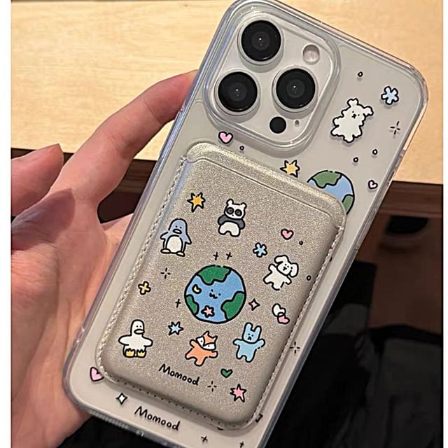 Earth Card / Animal Case with Holder (Compatible Set Magnetic Phone MagSafe)
