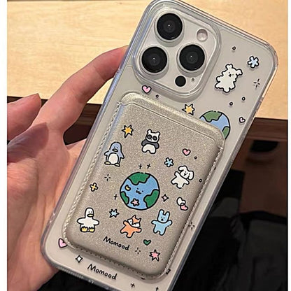 Earth Card / Animal Case with Holder (Compatible Set Magnetic Phone MagSafe)
