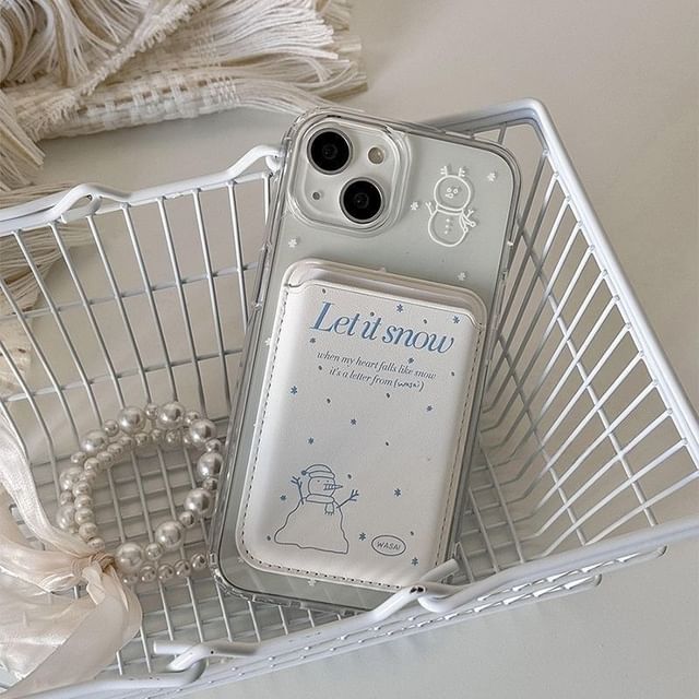 with Case / Phone (Compatible Card Snowman Magnetic MagSafe)