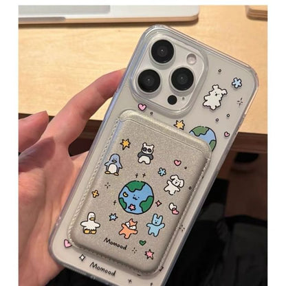 Earth Card / Animal Case with Holder (Compatible Set Magnetic Phone MagSafe)