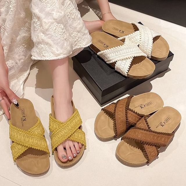 Sandals Strap Knit Cross