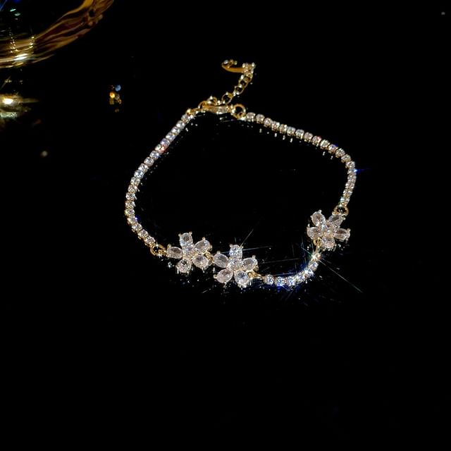 Tennis Flower Bracelet CZ