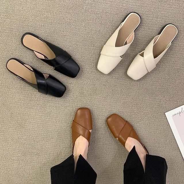 Cross Toe Criss Square Mules