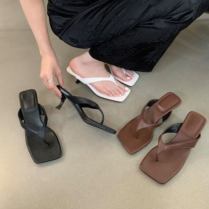 Square Heel Flip-Flops Toe Kitten