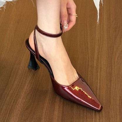 Strap Pointed High Ankle Toe Sandals Heel