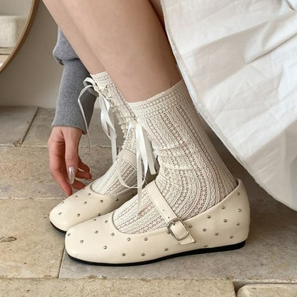 Square Shoes Wedge Hidden Mary Toe Studded Jane