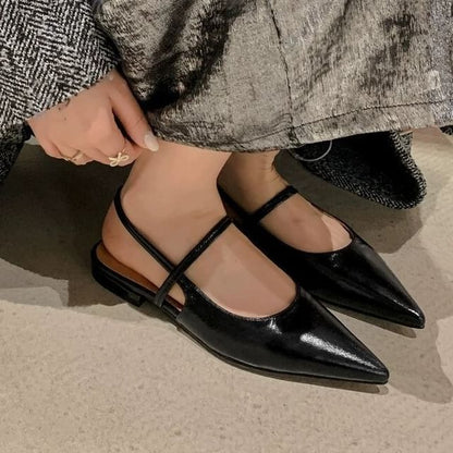 Pointed Toe Heel Slingback Mules Low