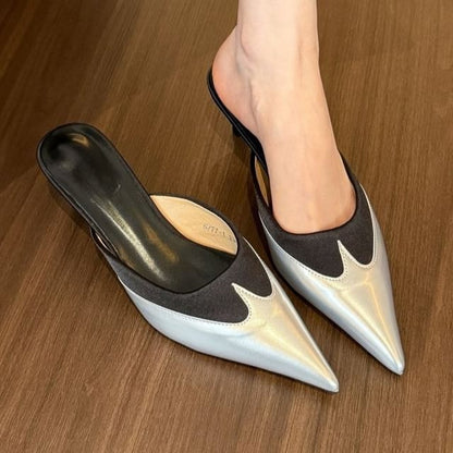 Heel Two Pointed Toe Mules Tone Kitten