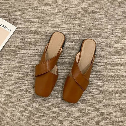 Cross Toe Criss Square Mules