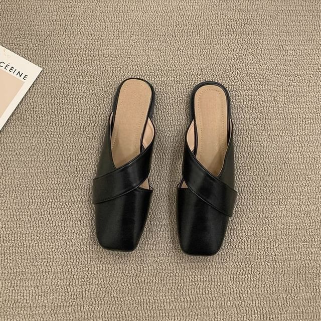 Cross Toe Criss Square Mules