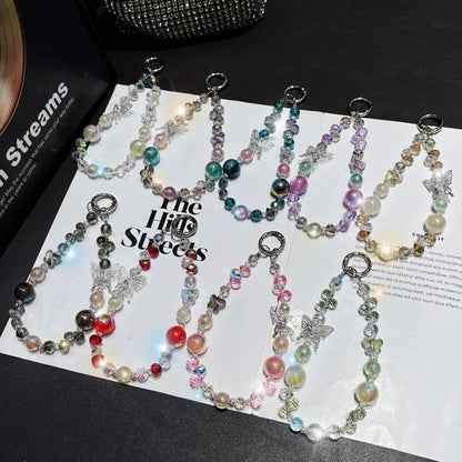 Faux Strap Butterfly Wrist Beaded Crystal Phone