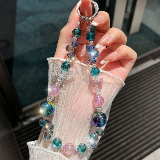 Faux Strap Butterfly Wrist Beaded Crystal Phone