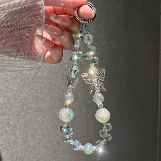 Faux Strap Butterfly Wrist Beaded Crystal Phone