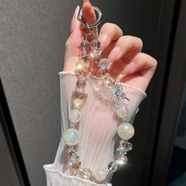 Faux Strap Butterfly Wrist Beaded Crystal Phone