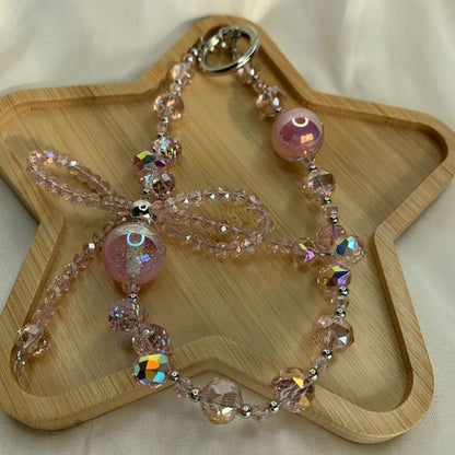 Strap Phone Beaded Crystal Bow Faux Wrist
