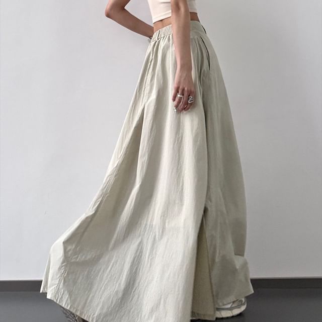 Plain A-Line Skirt Maxi Slit Rise High