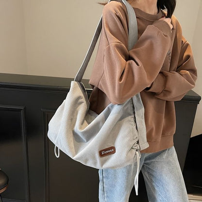 Striped Shoulder Corduroy Bag