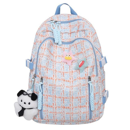 Zip Plaid Backpack