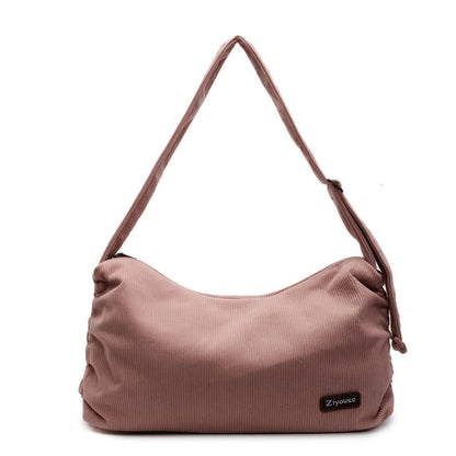 Striped Shoulder Corduroy Bag