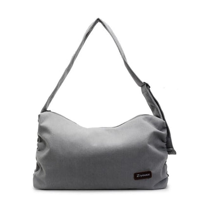 Striped Shoulder Corduroy Bag