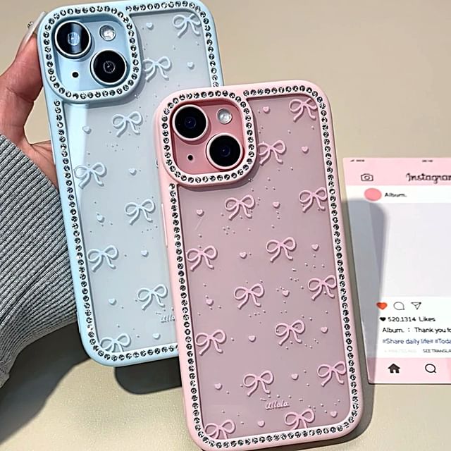 Case Bow Rhinestone Phone Print