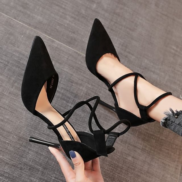Stiletto Strapped Pointed Pumps Toe