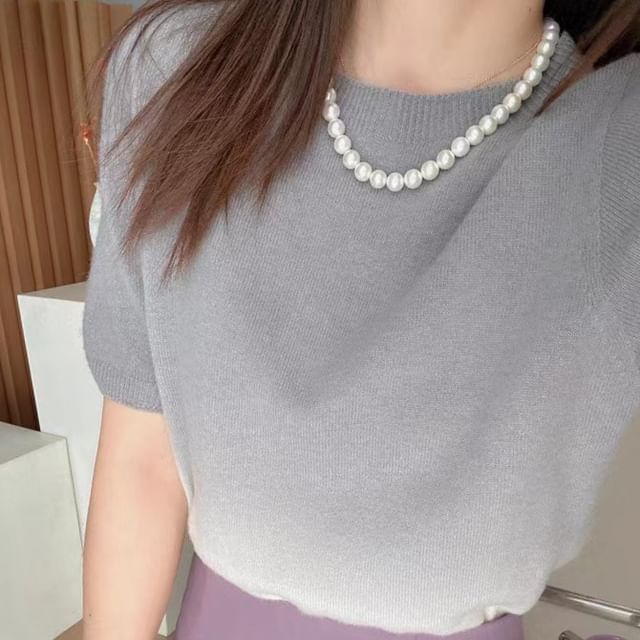 Knit Gradient Top Short-Sleeve Neck Crew