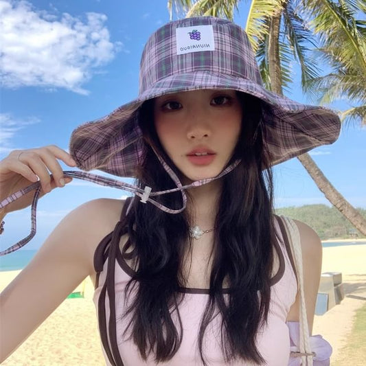 Lemon Plaid Hat Applique Sun