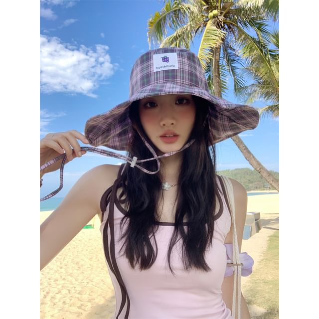 Lemon Plaid Hat Applique Sun