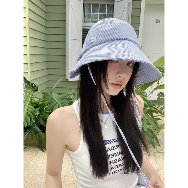 Hat Applique Lettering Striped Sun