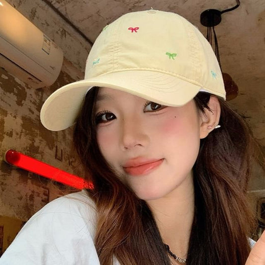 Cap Bow Baseball Embroidered