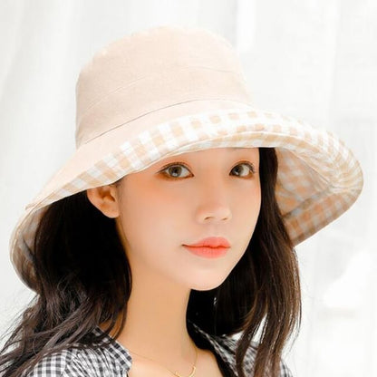 Double Hat Sun Plaid Side Plain