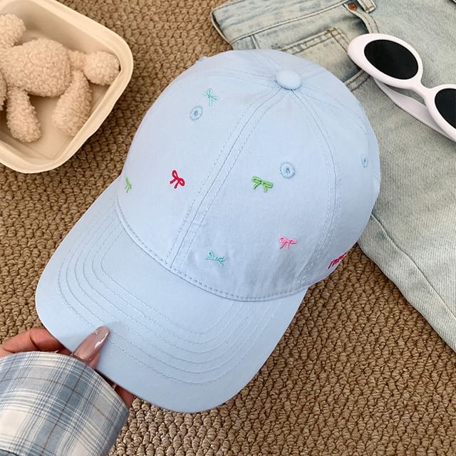 Cap Bow Baseball Embroidered